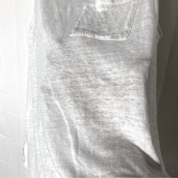 5/$25 Contemporaine White Semi Sheer Sleeveless Blouse With Chest Pocket L - Picture 10 of 12